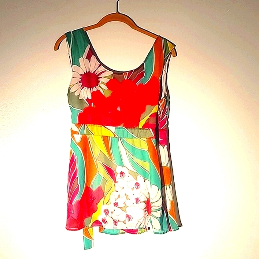 Johnathan Martin Woman's Multi Color Wrap & Tie Floral Blouse, Size: M - Picture 7 of 8